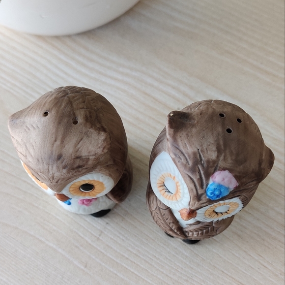 Vintage1960's- 1970's Salt and Pepper Cute Brown Owl Ceramic Shakers - Picture 5 of 10